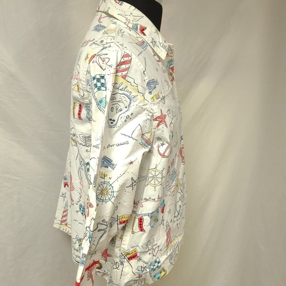 Vtg GRAFF Womens 1X White Nautical Seaside Embellished Button Down Jacket - Picture 10 of 14